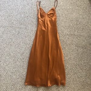 Zendaya Copper Maxi Silk Dress in Good Condition